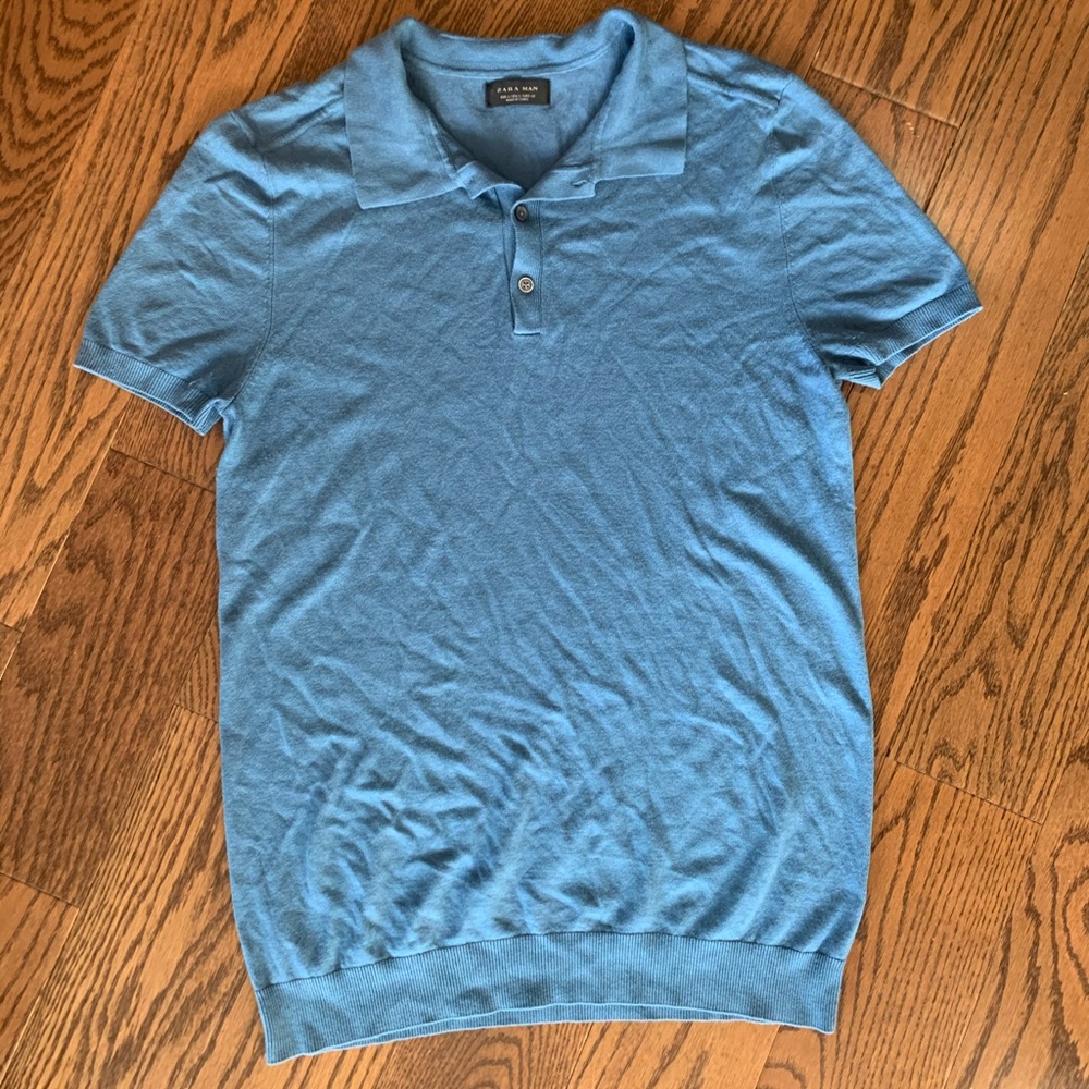 Zara Men’s Polo Dress Shirt Blue